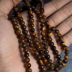تسبیح چشم ببر (تایگر) دانه گرد نمره 6