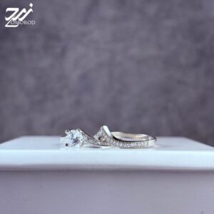 انگشتر نقره زنانه جواهری مدل حلقه پشت حلقه