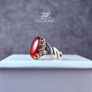 انگشتر نقره مردانه عقیق یمنی سرخ
