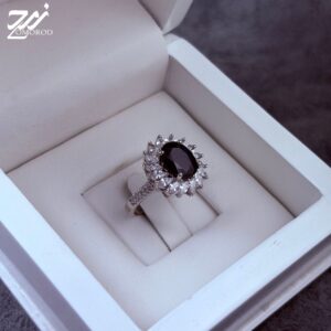انگشتر نقره زنانه جواهری یاقوت کبود اصل