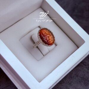 انگشتر نقره زنانه عقیق سرخ دو رنگ