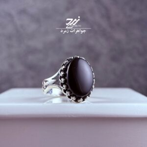 انگشتر نقره مردانه عقیق مشکی
