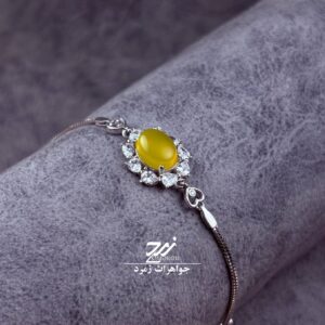 دستبند نقره عقیق زرد شرف الشمس کد 103