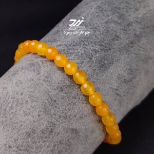 دستبند سنگی عقیق زرد بند قابل تنظیم کد 206