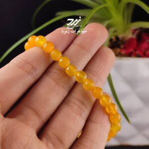 دستبند سنگی عقیق زرد بند قابل تنظیم کد 206